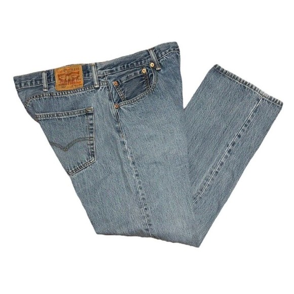 Levi's 501 Blue Denim Jeans Stonewash Button Fly Straight Leg 38x29 - Picture 4 of 8